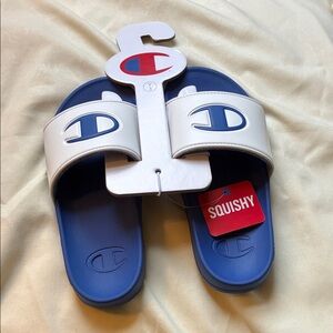 Champion Kids Blue and White Slide Sandals